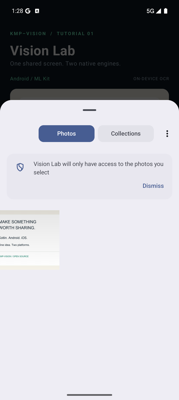 Vision Lab opening the Android system photo picker